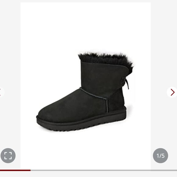 UGG Mini Bailey Bow II Boot Black Size 5 in Box - Picture 1 of 7